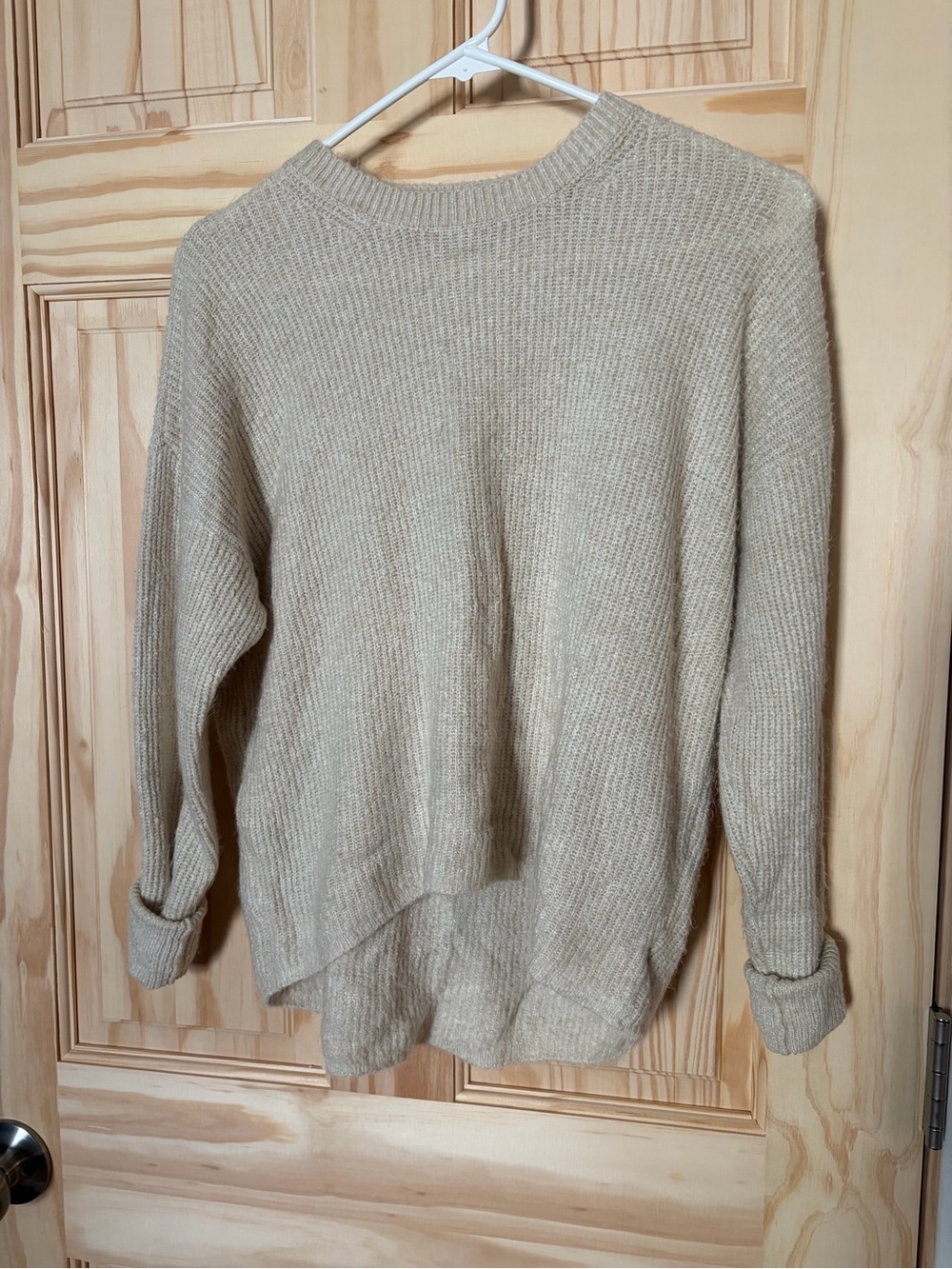 American Eagle Outfitters Beige Crewneck Sweater